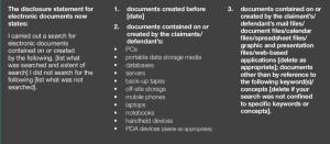 Disclosure statement for electronic documents